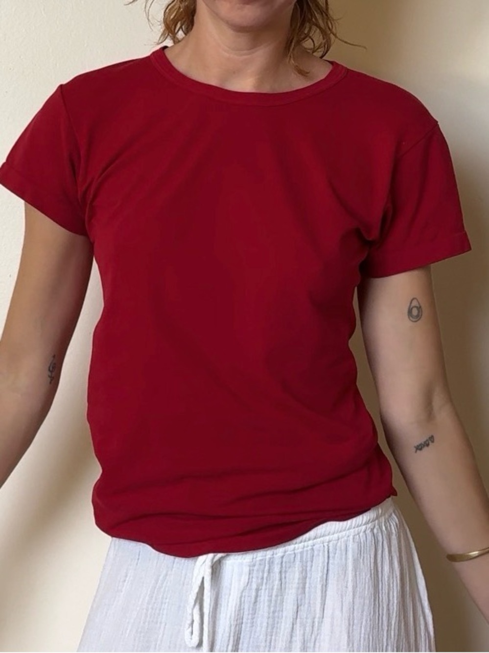 INC International Concepts Red Stretch Tee Made in Italy M